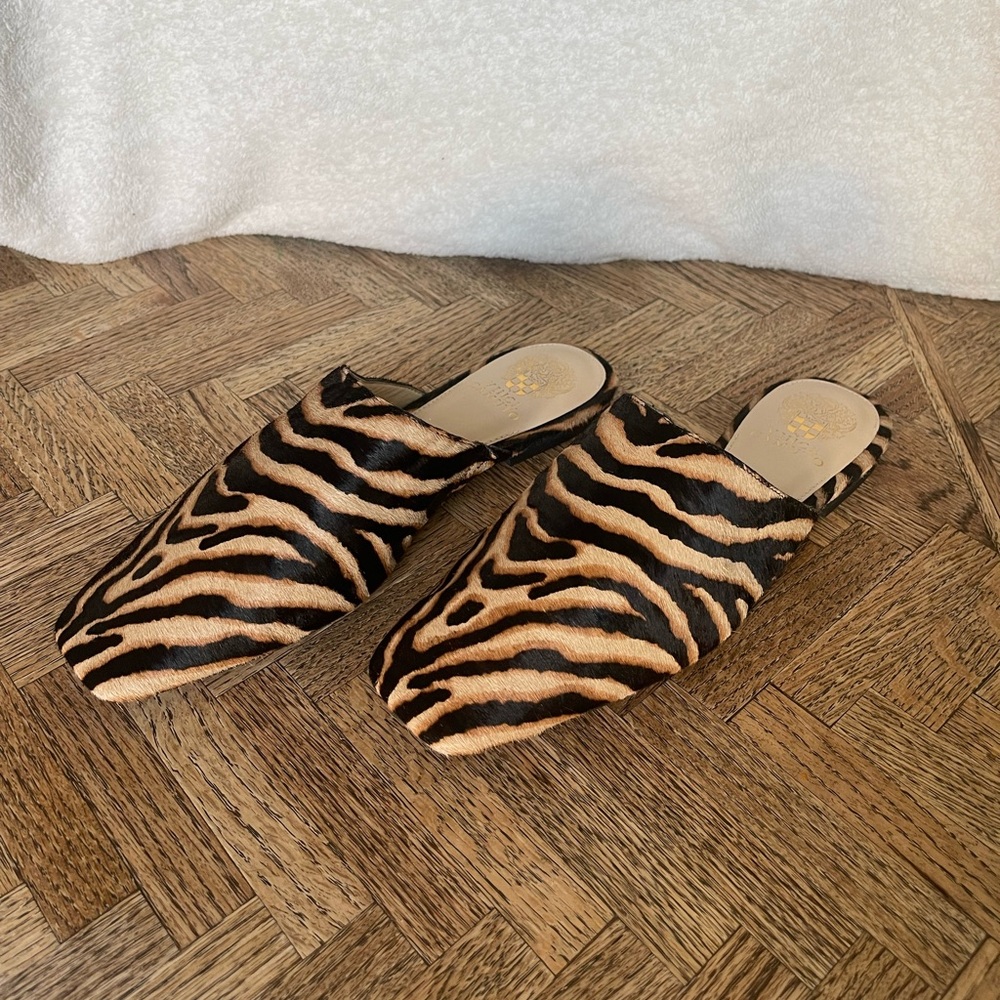 Vince Camuto Larsina Tiger print Cow hair Mule